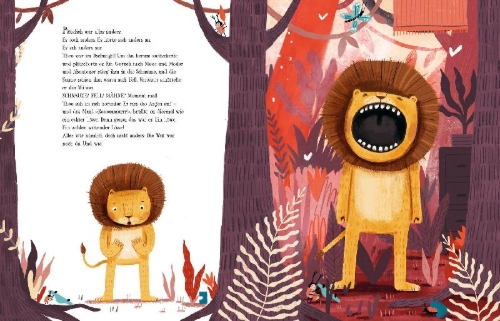 Buchcover und Innenansicht für das Buch: Roarrr! Theo Wutlöwe im Gefühle-Dschungel