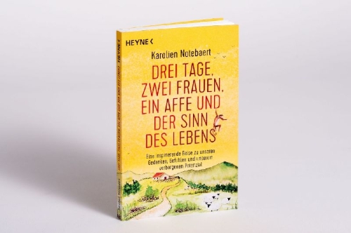 Buchcover und Innenansicht für das Buch: Drei Tage, zwei Frauen, ein Affe und der Sinn des Lebens