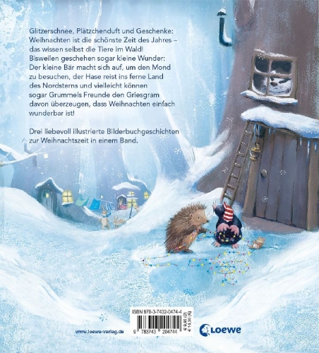Buchcover und Innenansicht für das Buch: Grumpy Badger's Christmas, A Long Way from Home, Little Honey Bear and the Smiley Moon
