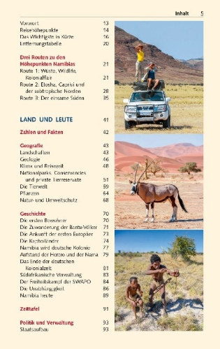 Buchcover und Innenansicht für das Buch: TRESCHER Reiseführer Namibia