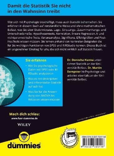 Buchcover und Innenansicht für das Buch: Statistik für Psychologen für Dummies