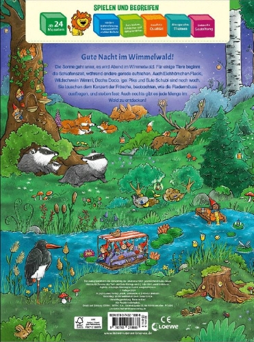 Buchcover und Innenansicht für das Buch: Willkommen im Wimmelwald - Gute Nacht!