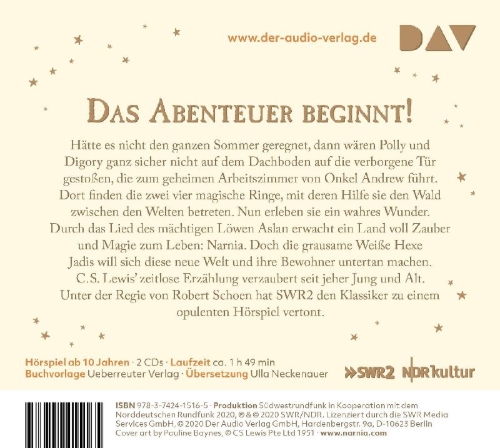 Buchcover und Innenansicht für das Buch: Die Chroniken von Narnia - Teil 1: Das Wunder von Narnia