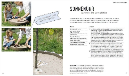 Buchcover und Innenansicht für das Buch: 45 Gartenprojekte für Kinder ab 3 Jahren