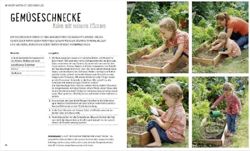 Buchcover und Innenansicht für das Buch: 45 Gartenprojekte für Kinder ab 3 Jahren