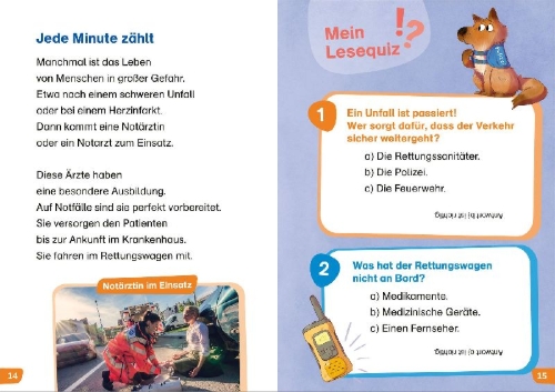 Buchcover und Innenansicht für das Buch: WAS IST WAS Erstes Lesen easy! Rettungsdienste im Einsatz