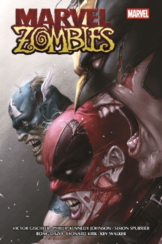 Buchcover und Innenansicht für das Buch: Deadpool: Merc with a Mouth (2009) 1-13, Zombies Christmas Carol (2011) 1-5, Marvel Zombies Destroy! 1-5, Marvel Zombies Halloween (2012) 1, Marvel Zombies (2015) 1-4, Age Of Ultron Vs. Marvel Zombies (2015) 1-4, Marvel Zombies (2018) 1, Marvel Zombies: Resurrection (2019) 1, Marvel Zombies: Resurrection (2020) 1-4, u.a.