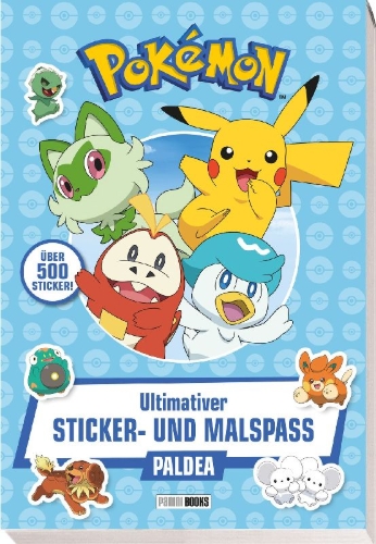 Buchcover und Innenansicht für das Buch: Pokémon: Ultimativer Sticker- und Malspaß Paldea