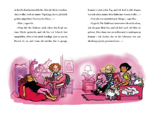 Buchcover und Innenansicht für das Buch: Super-Wilma - Das Einhorn in Emilias Garten