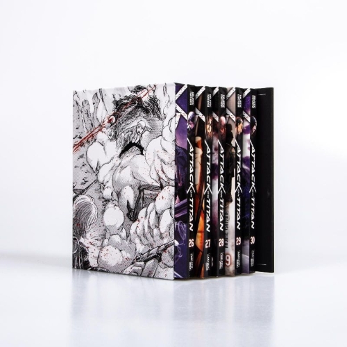 Buchcover und Innenansicht für das Buch: Attack on Titan, Bände 26-30 im Sammelschuber mit Extra