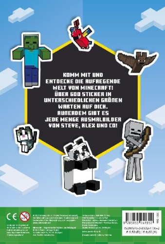 Buchcover und Innenansicht für das Buch: Minecraft: Superstarker Sticker- und Malspaß