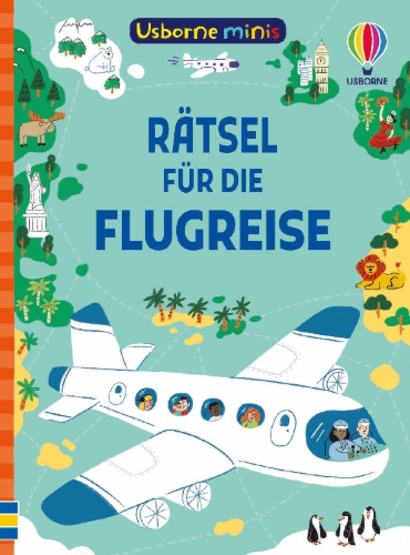 Buchcover und Innenansicht für das Buch: Usborne Minis: Rätsel für die Flugreise