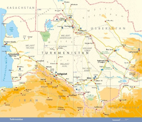 Buchcover und Innenansicht für das Buch: Reiseführer Turkmenistan