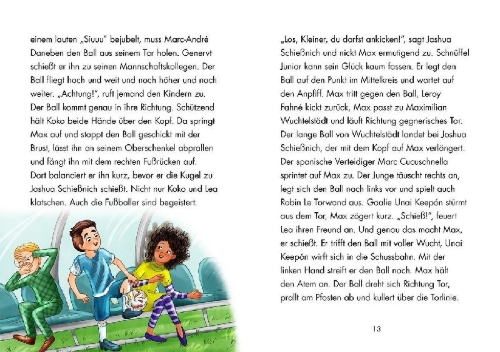 Buchcover und Innenansicht für das Buch: Schnüffel Junior - Aufregung im Fußballstadion und andere sportliche Fälle