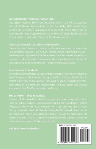 Buchcover und Innenansicht für das Buch: Zuckerfrei backen für Kleinkinder ab 1 Jahr
