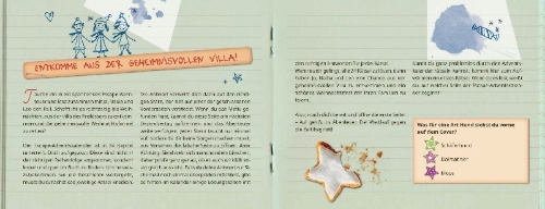 Buchcover und Innenansicht für das Buch: Die geheimnisvolle Villa - Ein Escape-Adventskalender für Kids