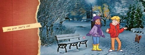 Buchcover und Innenansicht für das Buch: Die geheimnisvolle Villa - Ein Escape-Adventskalender für Kids