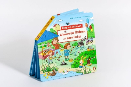 Buchcover und Innenansicht für das Buch: Wimmelige Ostern mit Hase Hubsi