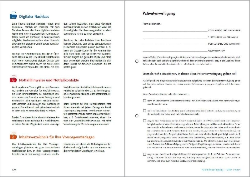 Buchcover und Innenansicht für das Buch: Das große Vorsorge Paket