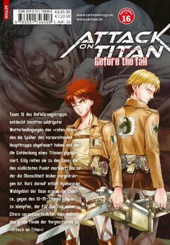 Buchcover und Innenansicht für das Buch: Shingeki no Kyojin - Before the Fall