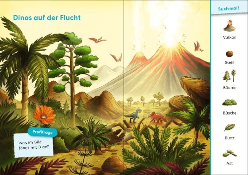 Buchcover und Innenansicht für das Buch: Leseprofis - Mit Bildern lesen lernen: Zwei Dinos wollen nach Hause, Erstes Lesen
