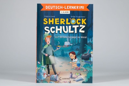Buchcover und Innenansicht für das Buch: Deutsch-Lernkrimi - Sherlock Schultz auf Verbrecherjagd im Wald