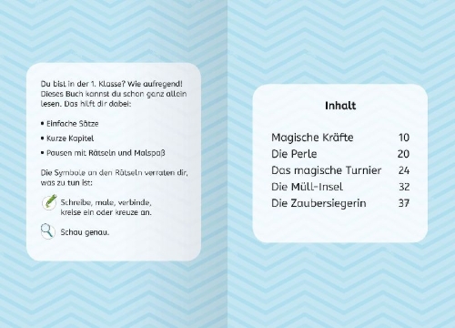 Buchcover und Innenansicht für das Buch: Barbie - Meerjungfrauen-Power: Das magische Turnier - Erstlesebuch zum Lesenlernen