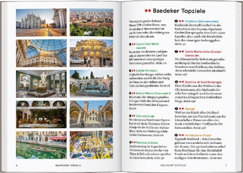 Buchcover und Innenansicht für das Buch: Baedeker SMART Reiseführer Mailand