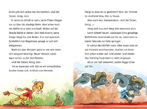 Buchcover und Innenansicht für das Buch: Olympiade der Tiere - Auf die Tatzen, fertig, los