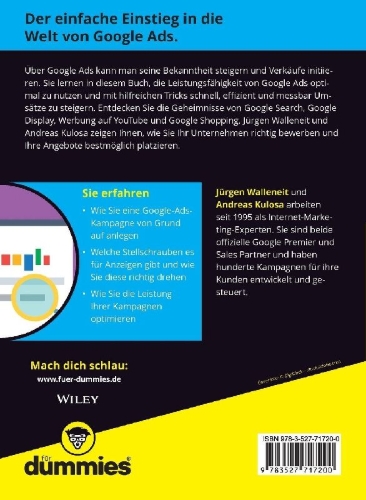 Buchcover und Innenansicht für das Buch: Google Ads für Dummies