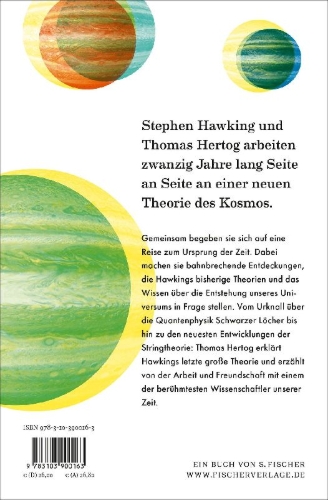 Buchcover und Innenansicht für das Buch: On the Origin of Time. My Journey with Stephen Hawking into the Big Bang