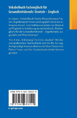 Buchcover und Innenansicht für das Buch: Vokabelbuch Fachenglisch für Gesundheitsberufe: Deutsch - Englisch