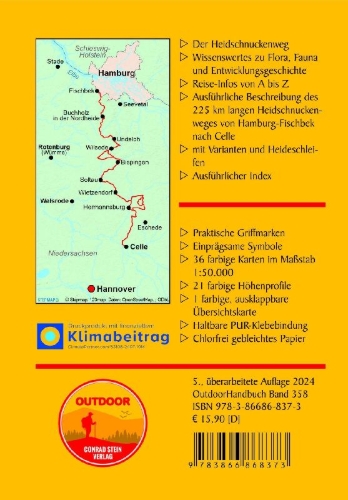 Buchcover und Innenansicht für das Buch: Heidschnuckenweg mit Heideschleifen