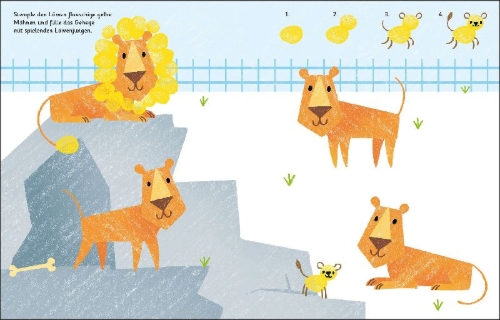 Buchcover und Innenansicht für das Buch: Fingerstempeln: Im Zoo
