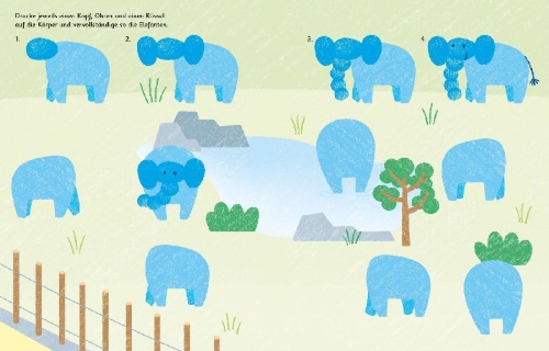 Buchcover und Innenansicht für das Buch: Fingerstempeln: Im Zoo