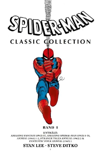 Buchcover und Innenansicht für das Buch: Amazing Fantasy (1962) 15; Amazing Spider-Man (1963) 1-38; Annual (1964) 1-2; Strange Tales Annual (1962) 2; Fantastic Four Annual (1963) 1