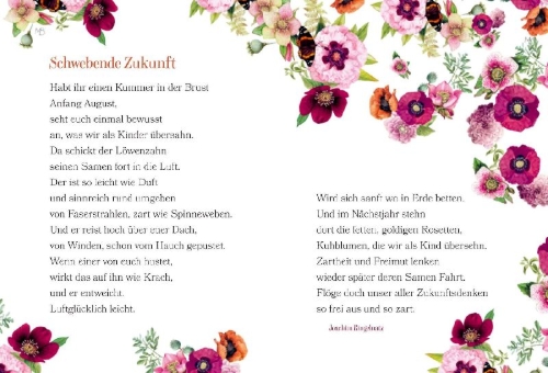 Buchcover und Innenansicht für das Buch: Für dich soll's bunte Blüten regnen