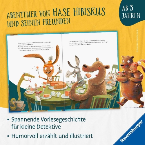 Buchcover und Innenansicht für das Buch: Hase Hibiskus und der Möhrenklau