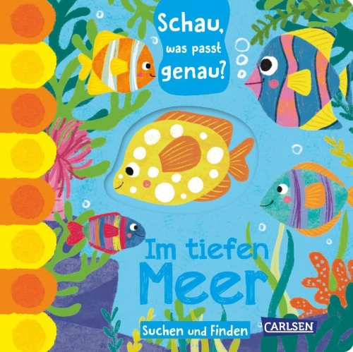 Buchcover und Innenansicht für das Buch: Schau, was passt genau? Im tiefen Meer