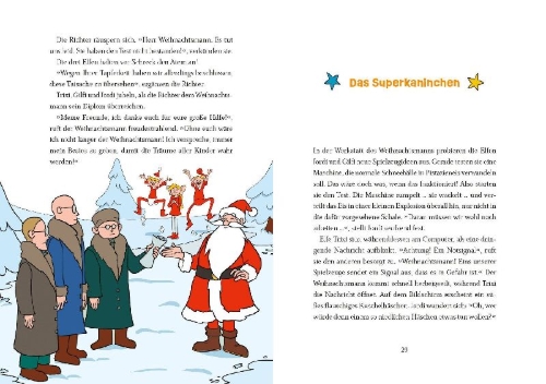 Buchcover und Innenansicht für das Buch: Weihnachtsmann & Co. KG - Rudolph ist verschwunden und andere Geschichten