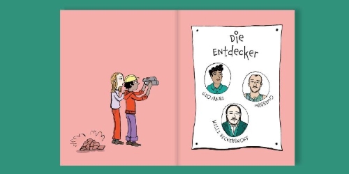 Buchcover und Innenansicht für das Buch: Der rätselhafte Verwandte aus der Eiszeit