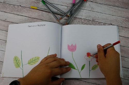 Buchcover und Innenansicht für das Buch: Mein buntes Kritzel-Malbuch (Elefant)