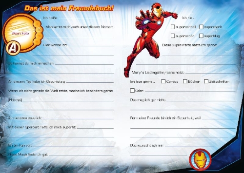 Buchcover und Innenansicht für das Buch: Marvel Avengers Freundebuch