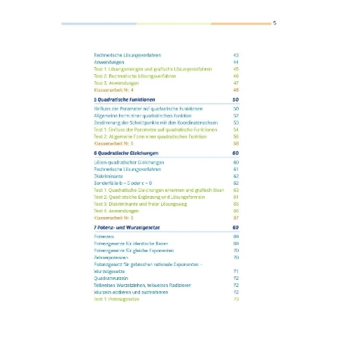 Buchcover und Innenansicht für das Buch: Fit für die Klassenarbeit - Gymnasium. Mathematik 8/9