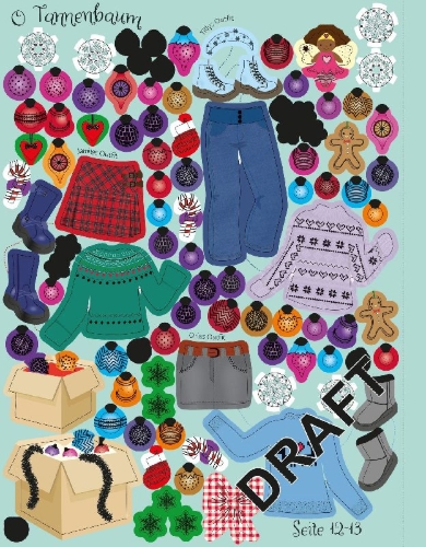 Buchcover und Innenansicht für das Buch: Mein Anziehpuppen-Stickerbuch: Winterwunderland