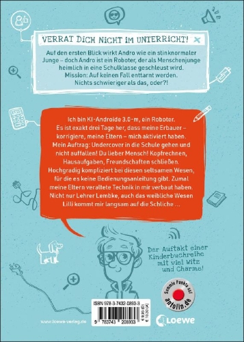 Buchcover und Innenansicht für das Buch: Andro, streng geheim! (Band 1) - Fehlermeldung: Schule