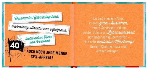 Buchcover und Innenansicht für das Buch: 40 werden ist furchtbar aufregend!