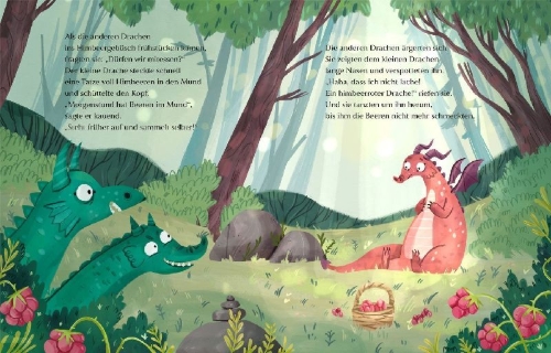 Buchcover und Innenansicht für das Buch: Der himbeerrote Drache