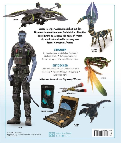 Buchcover und Innenansicht für das Buch: Avatar The Way of Water Die illustrierte Enzyklopädie
