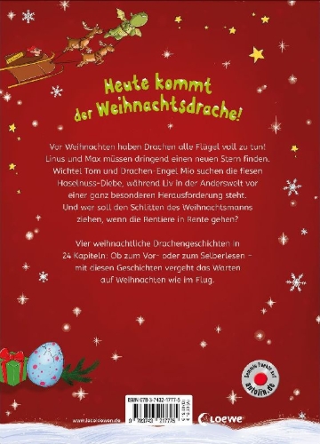Buchcover und Innenansicht für das Buch: Leselöwen-Adventskalender für Erstleser - Drachen